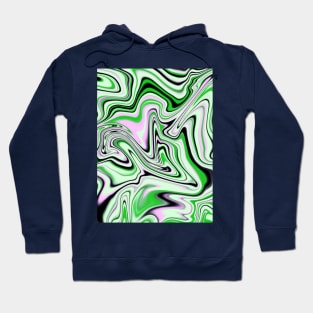 Green, Black and White Swirling Abstract Pattern Hoodie